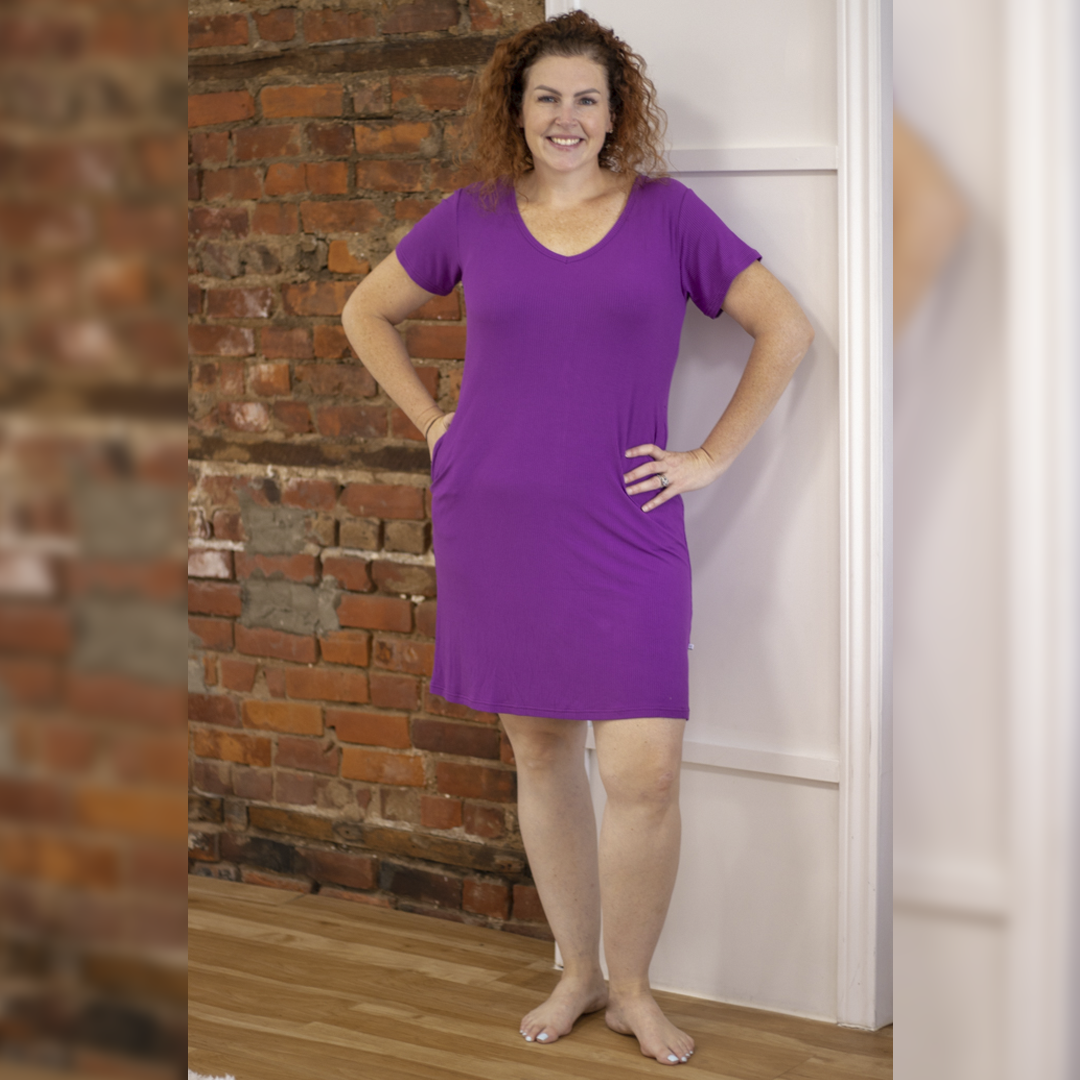 Purple Haze Ribbed Ladies PJ Dress