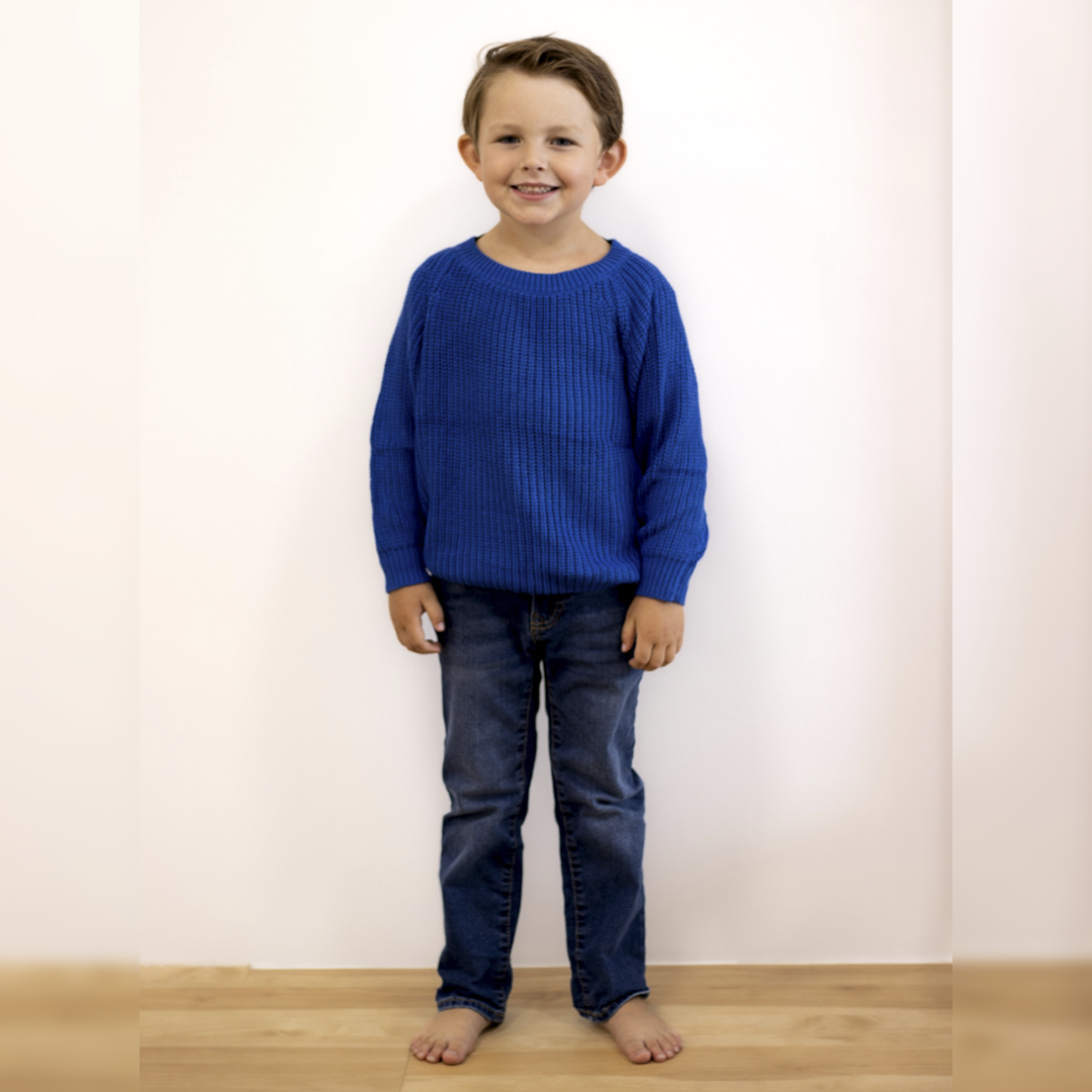 A Dream Come Blue Little Chunky Knit Bamboo Sweater