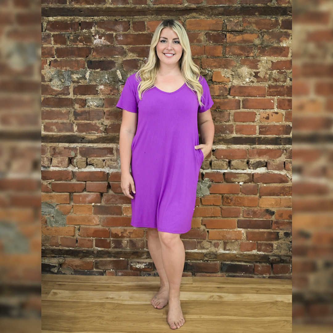 Purple Haze Ribbed Ladies PJ Dress