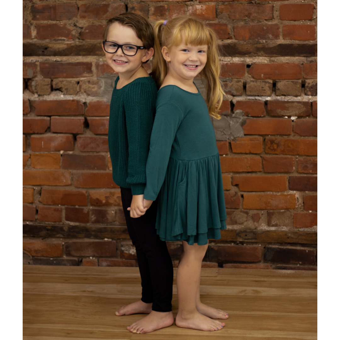Emerald City Green Little Chunky Knit Bamboo Sweater