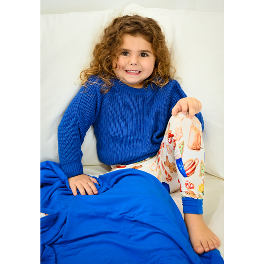 Blue Little Chunky Knit Bamboo Sweater