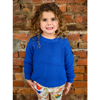 A Dream Come Blue Little Chunky Knit Bamboo Sweater