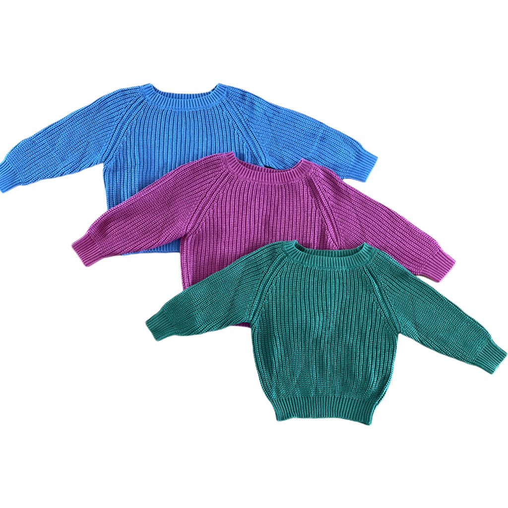 A Dream Come Blue Little Chunky Knit Bamboo Sweater